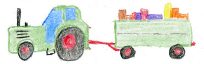 Mini Umzug mit Traktor und Rolle