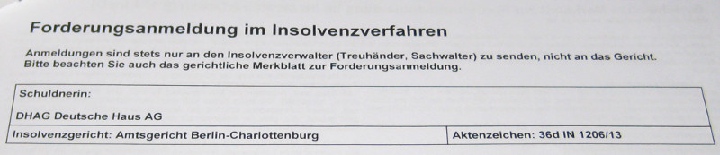 Insolvenzverfahren - Forderungsanmeldung